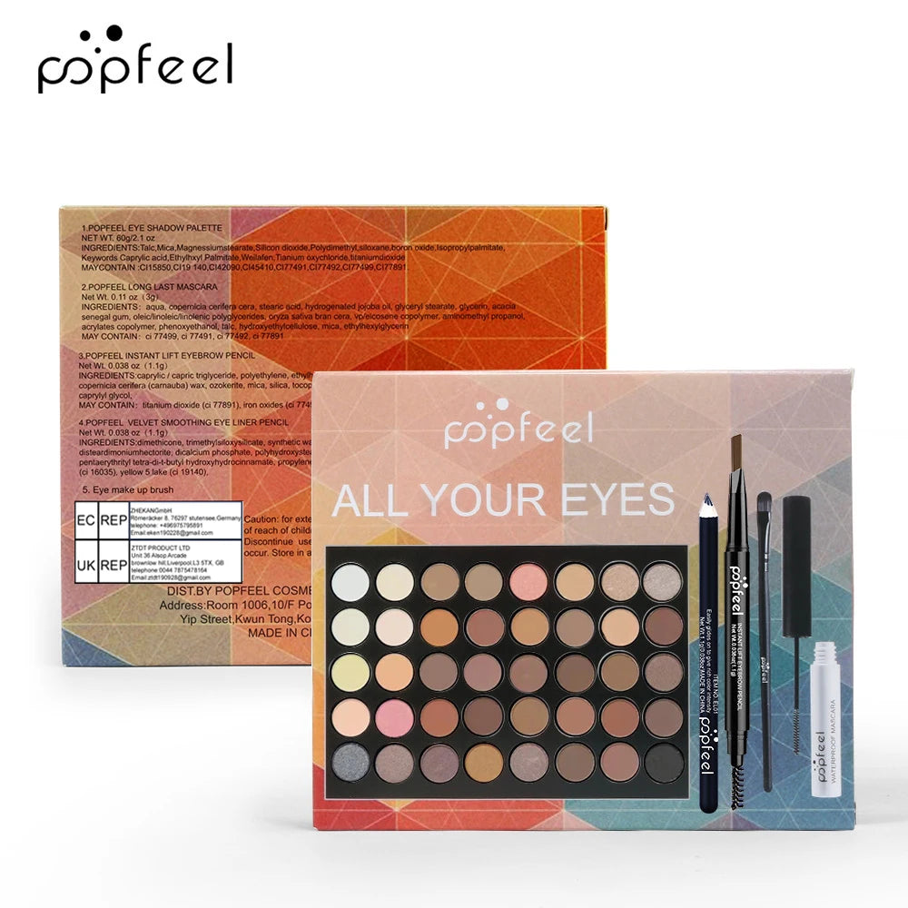 Complete Eye Makeup Set — Eyeshadow Palette, Eyeliner, Mascara & Eyebrow Pencil | All-in-One Kit | Perfect Gift for Her