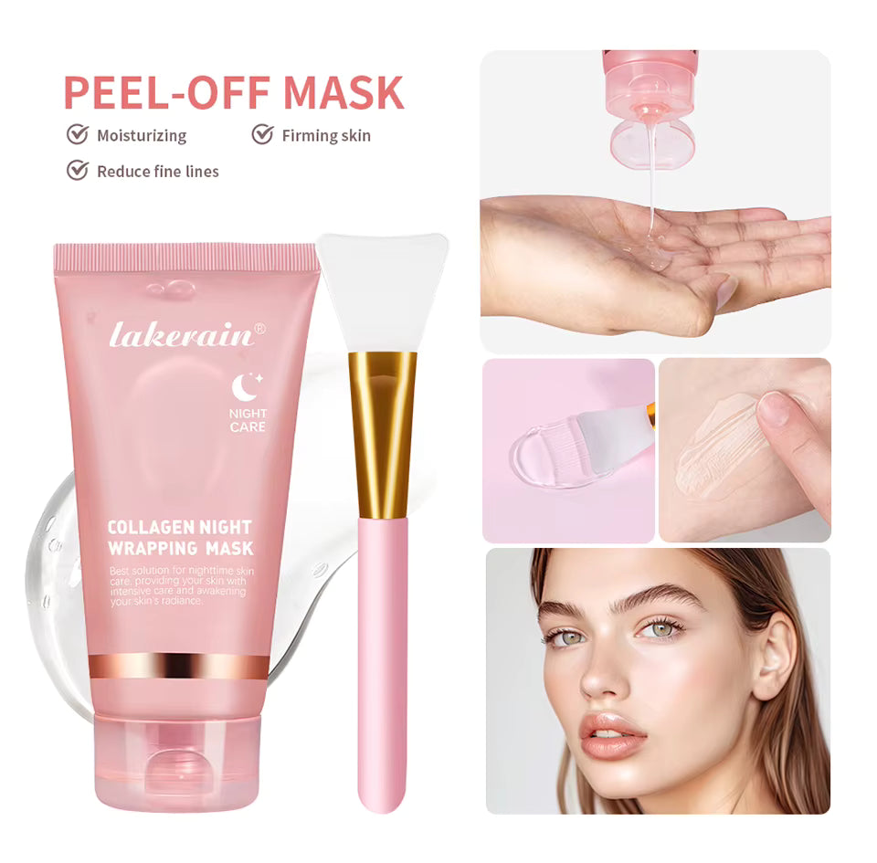 Collagen Overnight Peel-Off Face Mask — Hydrating & Brightening Korean Skincare for Fine Lines & Dryness