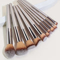 10-Piece Champagne Gold Makeup Brush Set — Foundation, Powder, Blush, Concealer & Eyeshadow Brushes | Professional Quality
