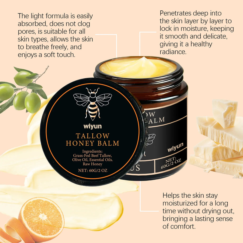 Tallow & Honey Glow Balm — Hydrating Face & Body Cream for Firmer Skin, Fading Fine Lines & Lasting Radiance