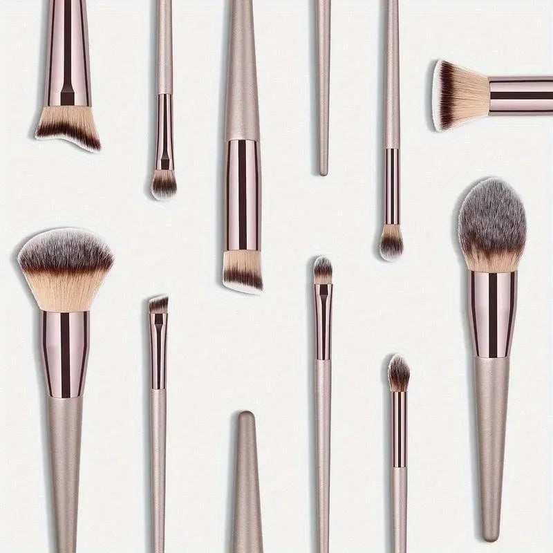 10-Piece Champagne Gold Makeup Brush Set — Foundation, Powder, Blush, Concealer & Eyeshadow Brushes | Professional Quality