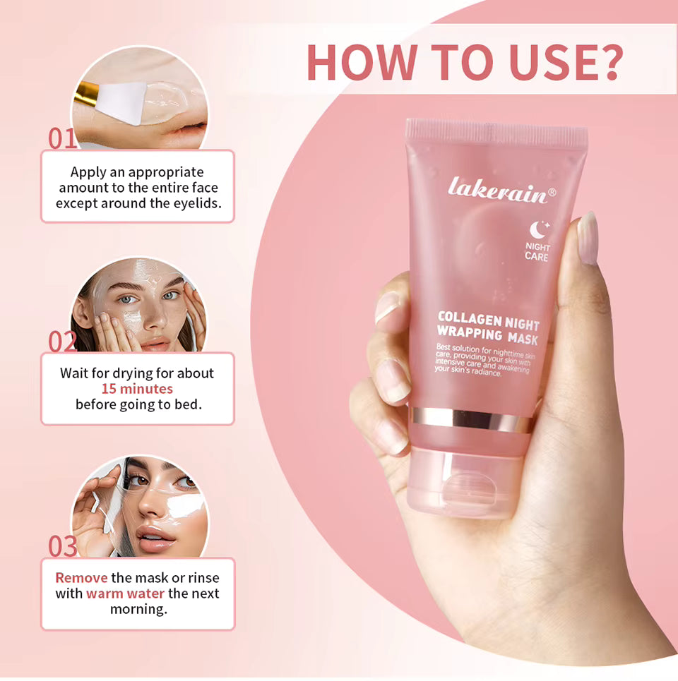 Collagen Overnight Peel-Off Face Mask — Hydrating & Brightening Korean Skincare for Fine Lines & Dryness