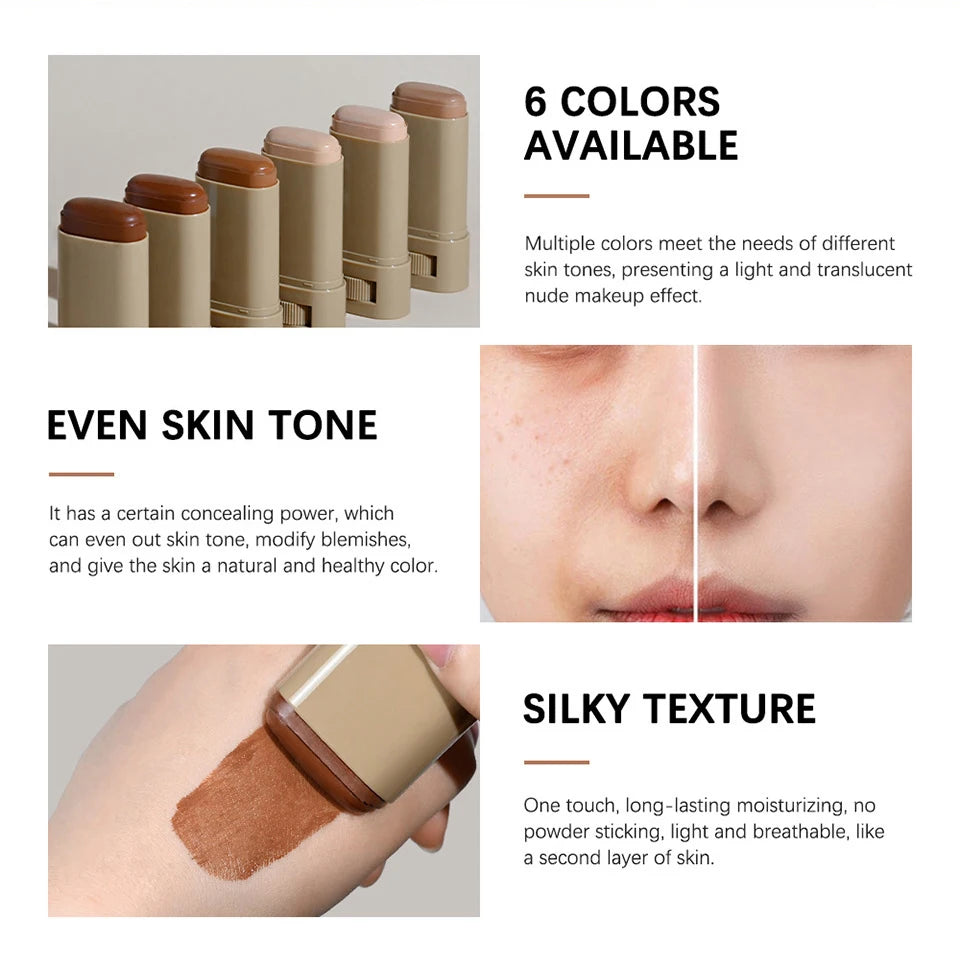 Skin Tint Foundation Stick — Moisturizing, Buildable Coverage Concealer & Smoothing Base | Lightweight Non-Sticky Formula