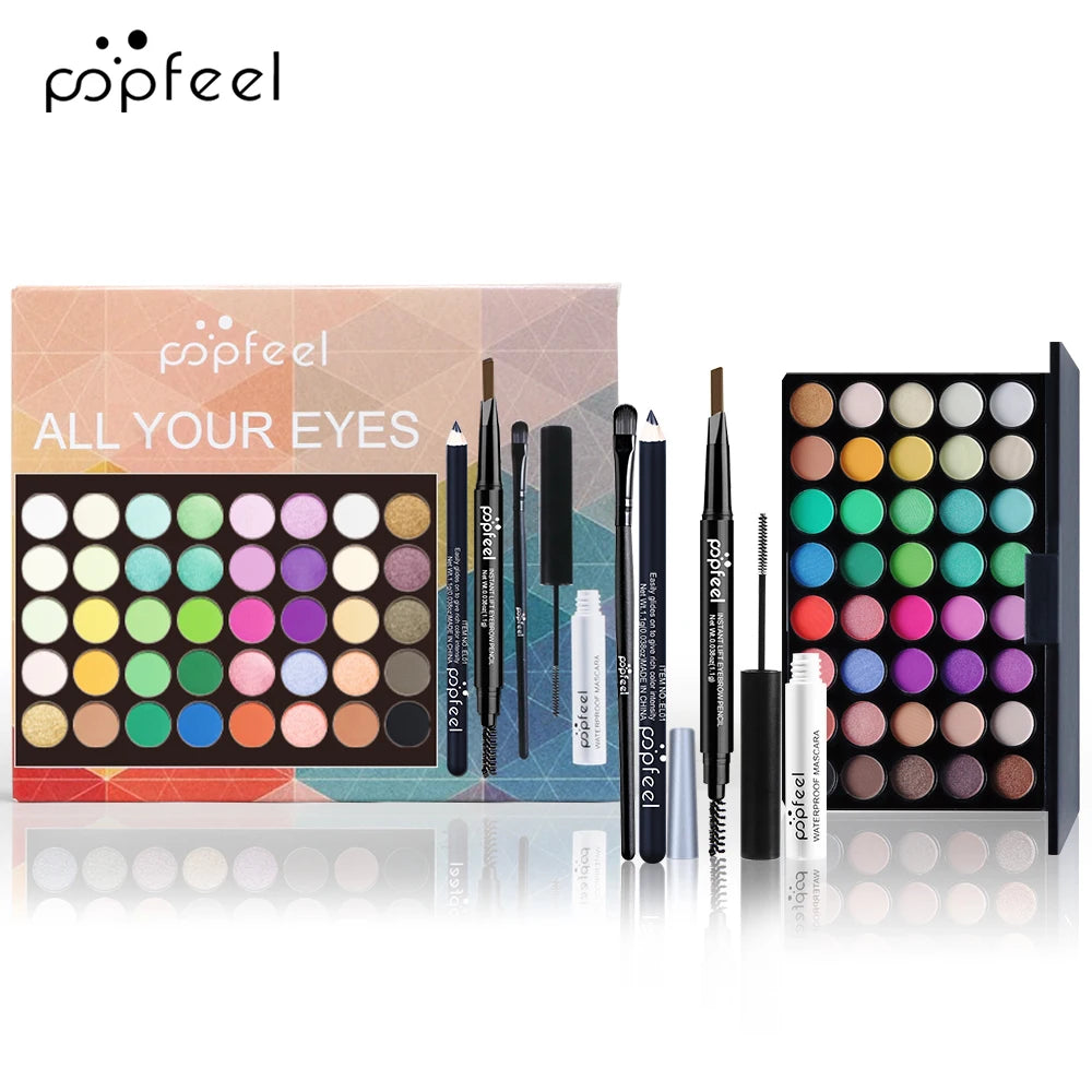 Complete Eye Makeup Set — Eyeshadow Palette, Eyeliner, Mascara & Eyebrow Pencil | All-in-One Kit | Perfect Gift for Her