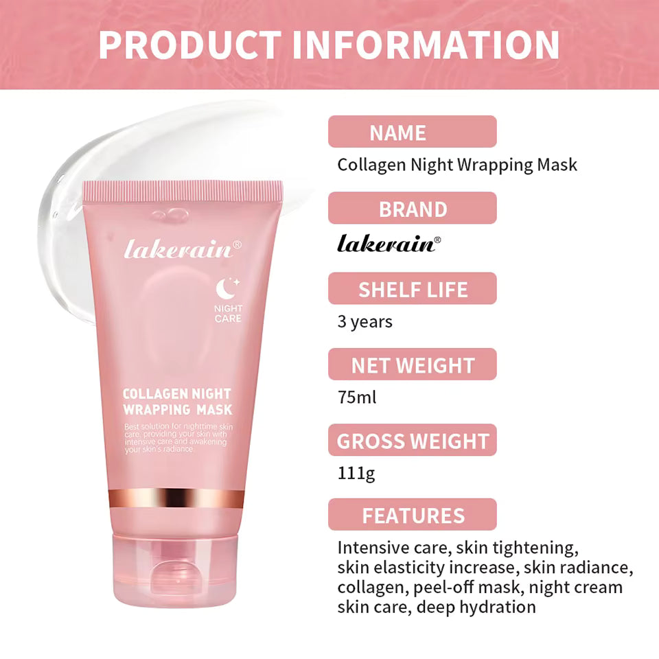 Collagen Overnight Peel-Off Face Mask — Hydrating & Brightening Korean Skincare for Fine Lines & Dryness