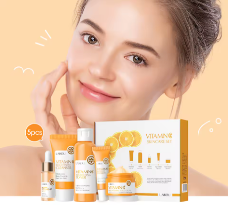 LAIKOU Vitamin C Skincare Set – 5-Piece Brightening Routine for Even Tone, Hydration & Smooth, Radiant Skin