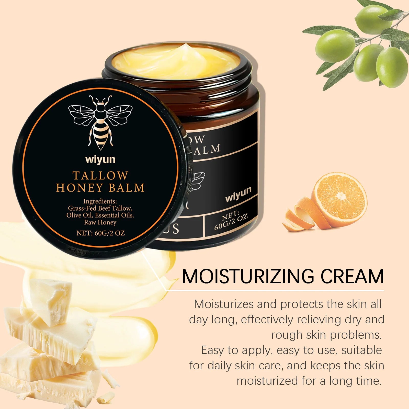 Tallow & Honey Glow Balm — Hydrating Face & Body Cream for Firmer Skin, Fading Fine Lines & Lasting Radiance