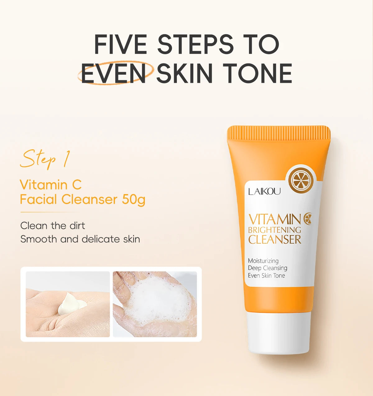 LAIKOU Vitamin C Skincare Set – 5-Piece Brightening Routine for Even Tone, Hydration & Smooth, Radiant Skin