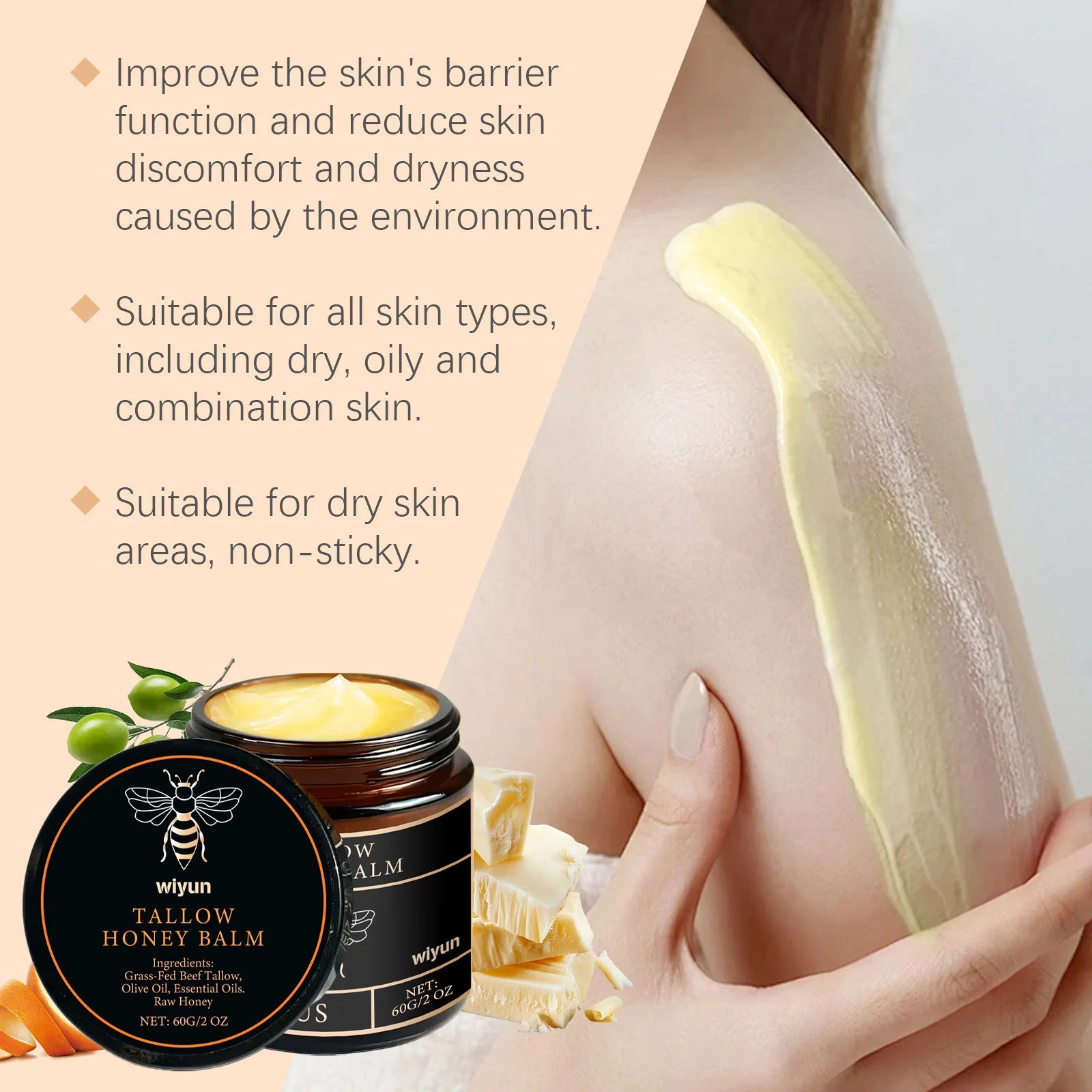 Tallow & Honey Glow Balm — Hydrating Face & Body Cream for Firmer Skin, Fading Fine Lines & Lasting Radiance